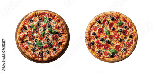 Collection of pizza isolated on transparent background. Generated ai.