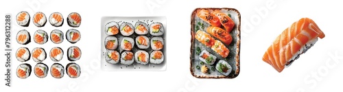 Collection of sushi isolated on transparent background. Generated ai.