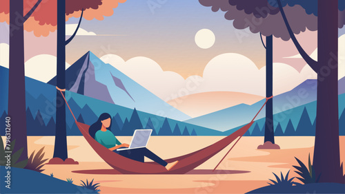 As the day goes on the digital nomad heads to a nearby national park for a midday break. She sets up her hammock between two trees and enjoys