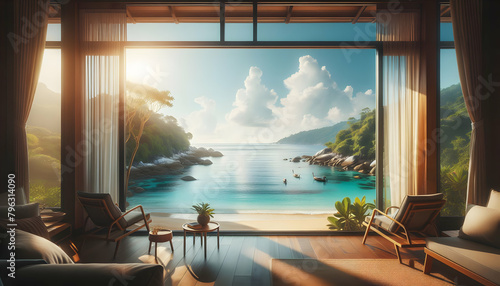 Seaside Serenity  A Window to Relaxation and Wellness Retreats - Serene Coastal View