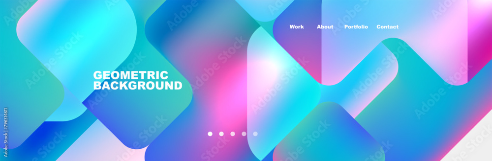 The geometric background features a gradient of azure, electric blue, and magenta creating a symmetrical pattern of circles. It is colorful and vibrant, perfect for graphic design projects The geometric background features a gradient of azure, electric blue, and magenta creating a symmetrical pattern of circles. It is colorful and vibrant, perfect for graphic design projects
