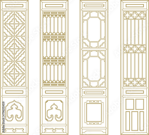 collection of vector designs for traditional ethnic Chinese high door images full of carvings