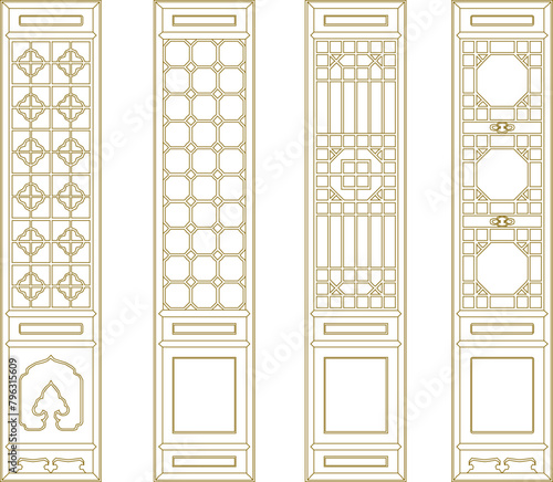 collection of vector designs for traditional ethnic Chinese high door images full of carvings