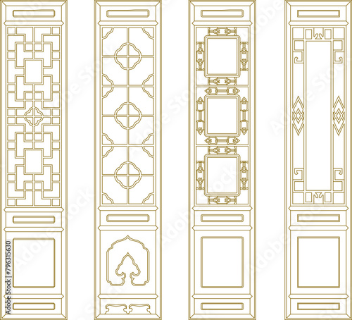collection of vector designs for traditional ethnic Chinese high door images full of carvings 