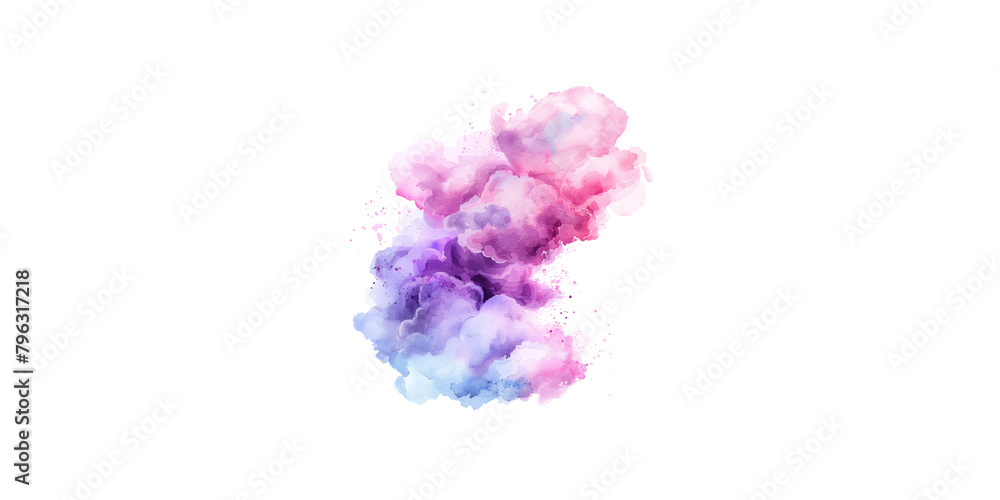 
watercolor pink and purple cloud clipart, white background