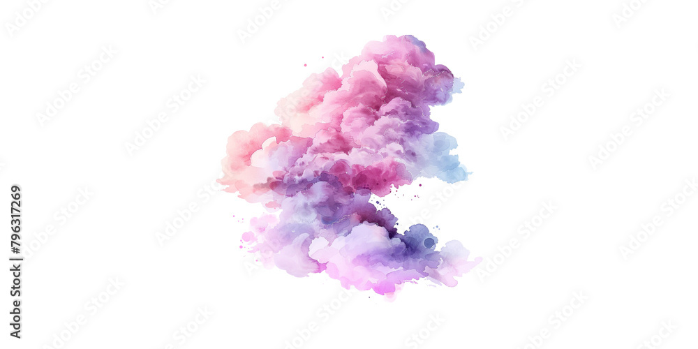
watercolor pink and purple cloud clipart, white background