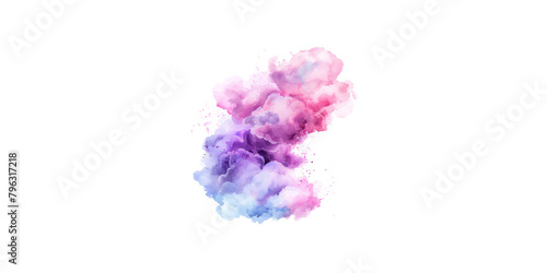  watercolor pink and purple cloud clipart, white background