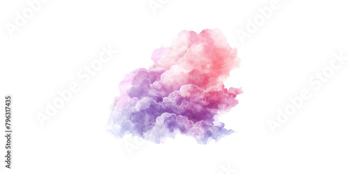  watercolor pink and purple cloud clipart, white background