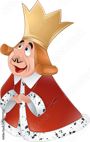 King from Wonderland with golden crown wearing red gown