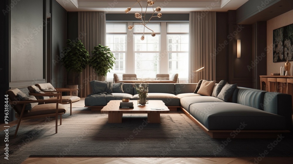 Fototapeta premium modern living room interior AI generated 