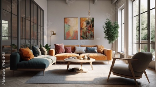 modern living room  Pastels interior AI generated	