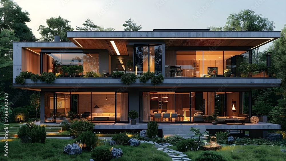 Incorporating Eco-Friendly Technology in the Property Market for Sustainable Smart Homes with Holograms. Concept Eco-Friendly Technology, Property Market, Sustainable Smart Homes, Holograms