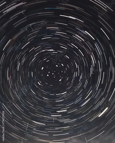 A long exposure photograph of the night sky with the stars making a circle around the North Star