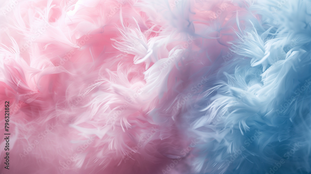 soft pink and blue feathers background