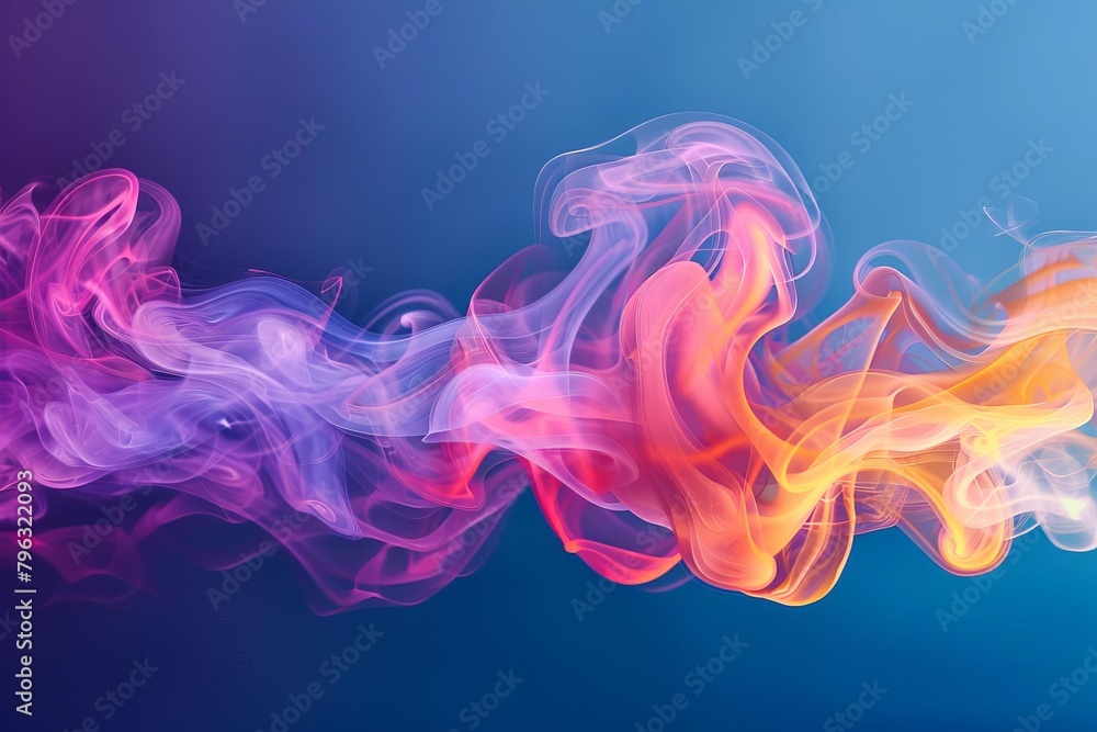 Colorful smoke on a blue background