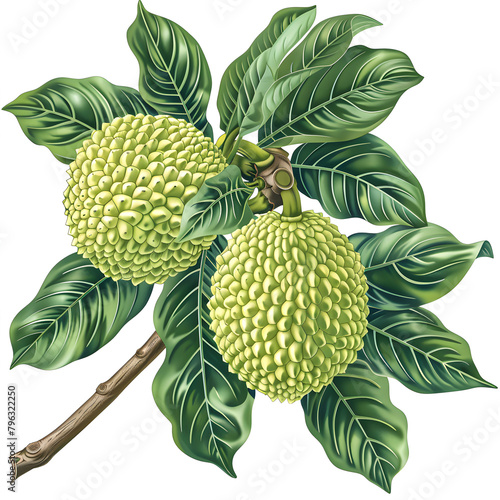 Clipart illustration a breadfruit on white background. Suitable for crafting and digital design projects.[A-0003] photo