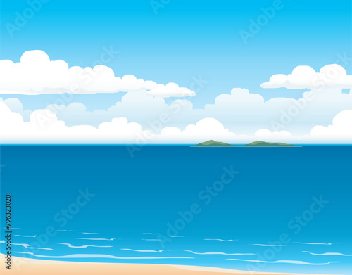 blue sea during daytime vector draw background © Arden296