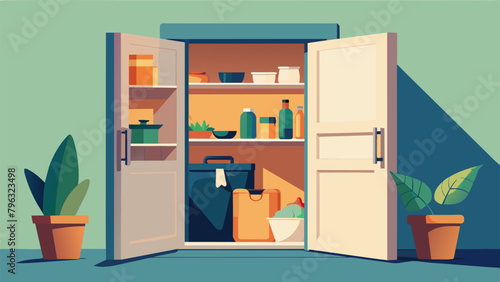 An animated GIF of a kitchen pantry being transformed into a zero waste haven as plastic containers and packaging disappear and are rep by