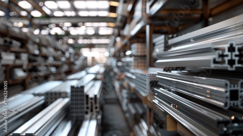 A warehouse filled with lots of metal pipes. Great for industrial concepts