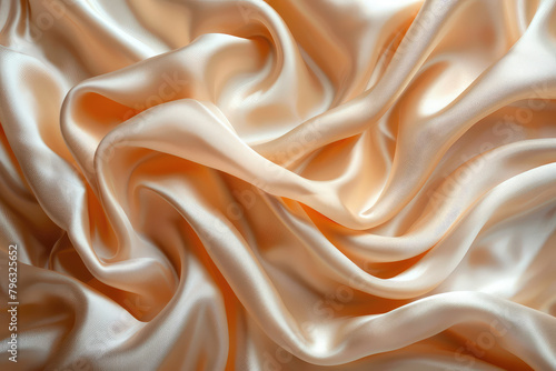  The silk fabric is light orange and white, with soft folds that create an elegant pattern. Created with Ai