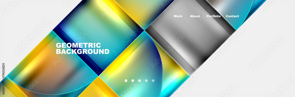 Colorful geometric patterns of squares and circles in vibrant tints and shades, resembling a liquid aqua material property on a white background, mimicking the sky and glass patterns Colorful geometric patterns of squares and circles in vibrant tints and shades, resembling a liquid aqua material property on a white background, mimicking the sky and glass patterns