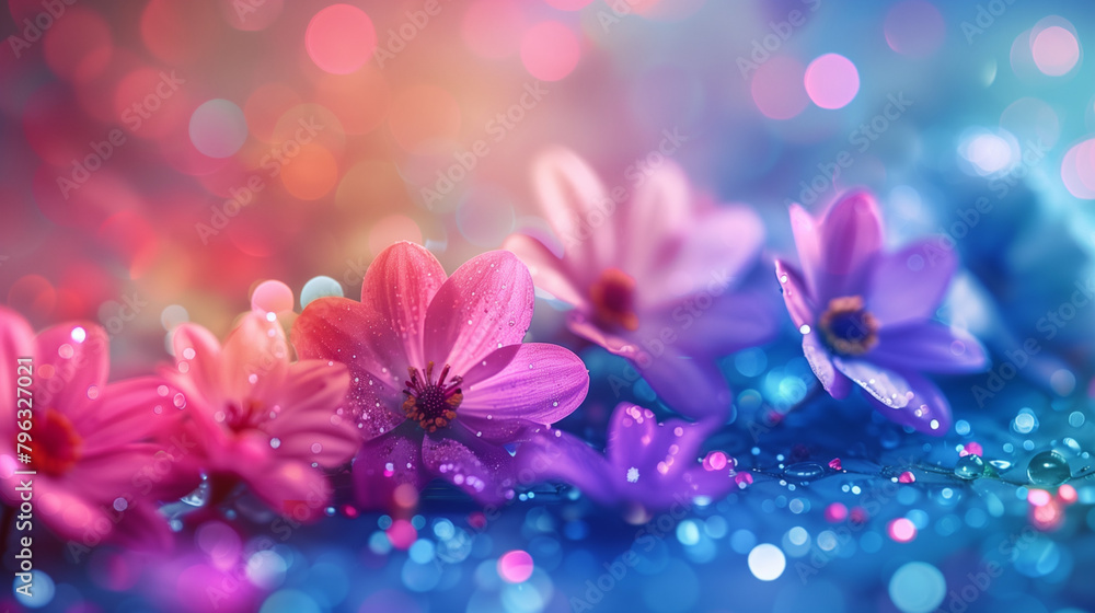 A colorful bouquet of flowers with a blue background A colorful bouquet of flowers with a blue background
