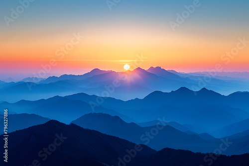 Depict the silhouette of a mountain range at dawn
