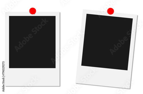 blank photo frames with red pins