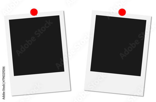 blank photo frames with red pins