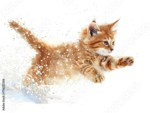 Vibrant Kitten Leaping Thro...