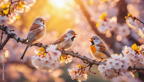 Songs of Renewal: Birds Among Spring Blossoms © Haseeb
