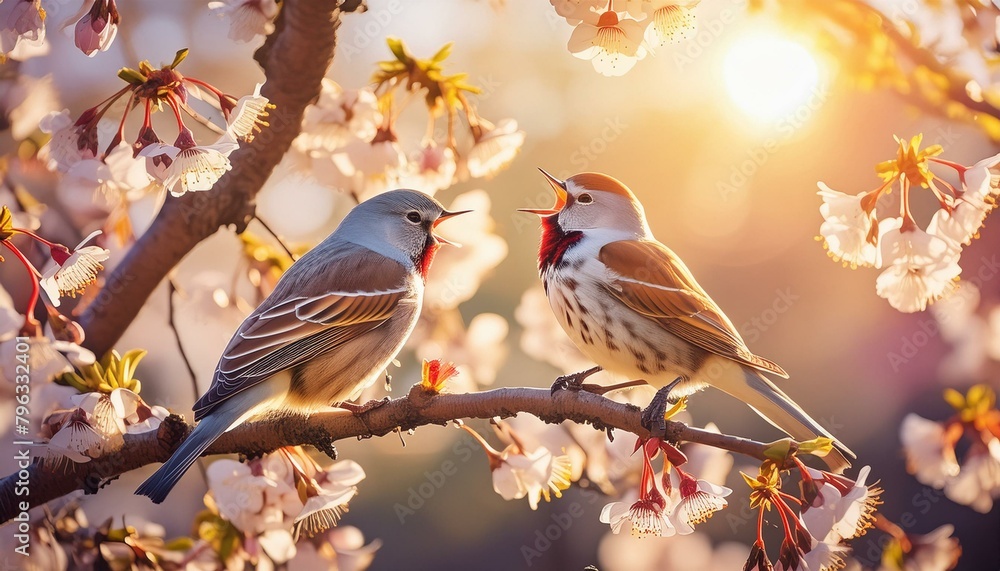 Obraz premium Spring Serenade: Birds in Harmony