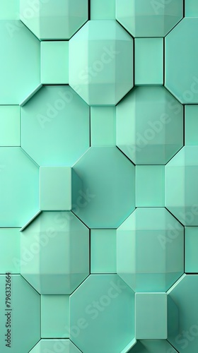 Mint Green hexagons pattern on mint green background. Genetic research, molecular structure. Chemical engineering