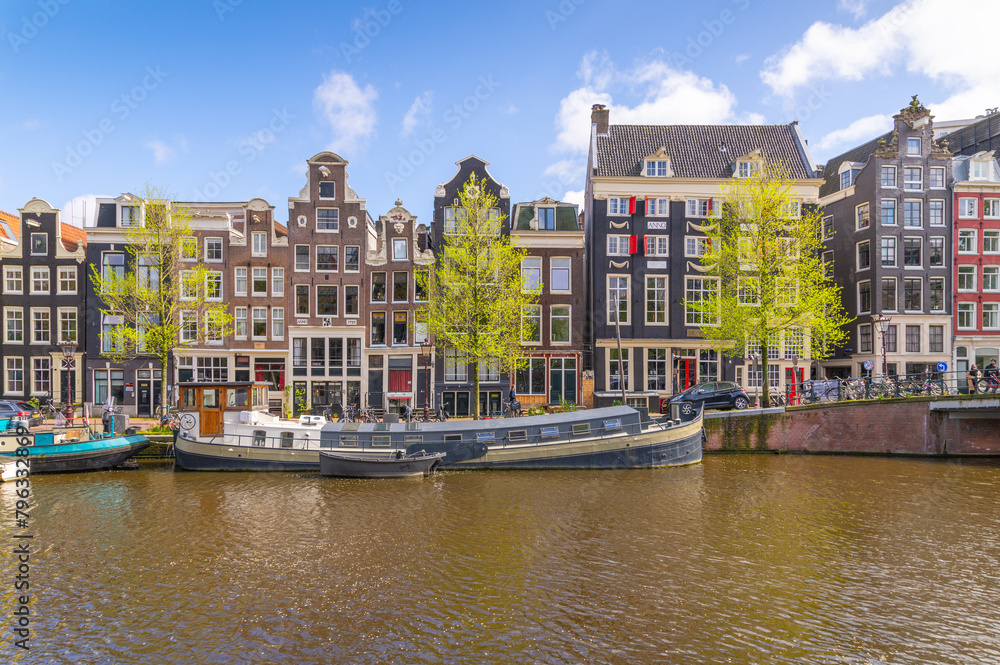 Canal in Amsterdam on a sunny day