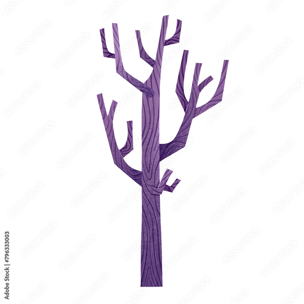 Fototapeta premium Branch tree hand drawn illustration in cartoon design