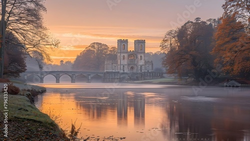 Fountains Abbey and Studley Royal: A UNESCO World Heritage Site in North Yorkshire, England. Concept Historic Site, Architectural Landmark, UNESCO Heritage, English Countryside, Victorian Gardens photo