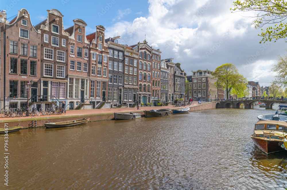 Houses in a row in Amsterdam, Netherlands