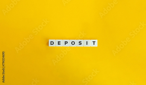 Deposit Word. Text on Block Letter Tiles on Yellow Background. Minimal Aesthetics.