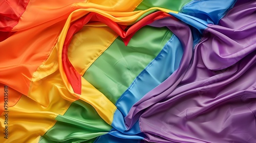 Pride day flag with heart frame, Colorful pride watercolor heart background Ai generated 