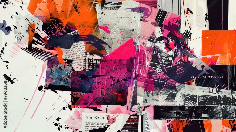 Fototapeta premium Abstract Digital Art Collage with Dynamic Splashes and Urban Elements