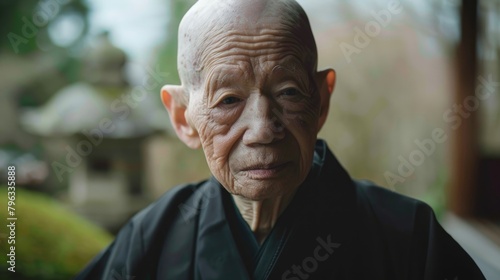 Elderly Asian Woman Portrait with Serene Expression Outdoors. International Albinism Awareness Day © Julia Jones