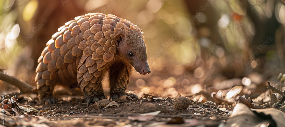 ten months old pangopup, Chinese pangolins, Manis pentadactyla in natural habitat ten months old pangopup, Chinese pangolins, Manis pentadactyla in natural habitat