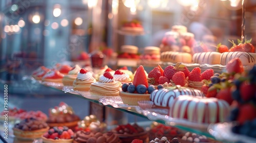 An elegant display of assorted French pastries photo