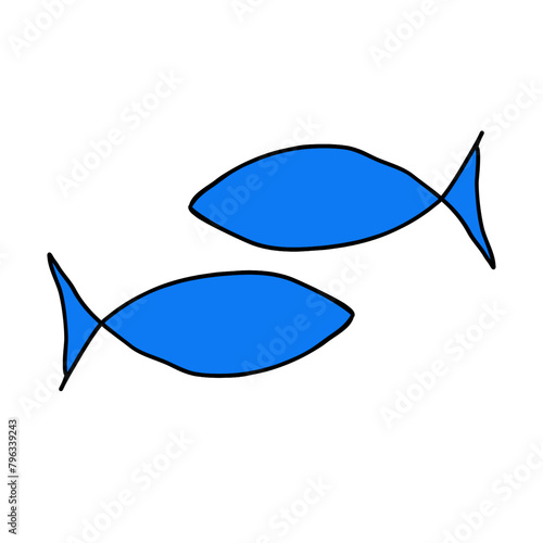 Symbolic Meaning of Minimalistically Drawn 2 Fish photo