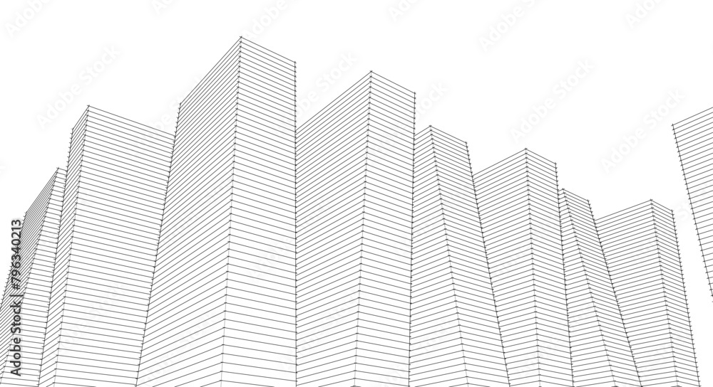 city ​​high-rise construction 3D illustration