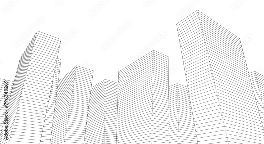 city ​​high-rise construction 3D illustration