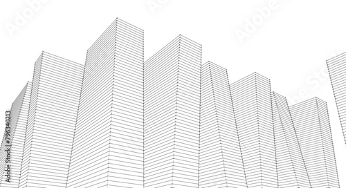 city ​​high-rise construction 3D illustration