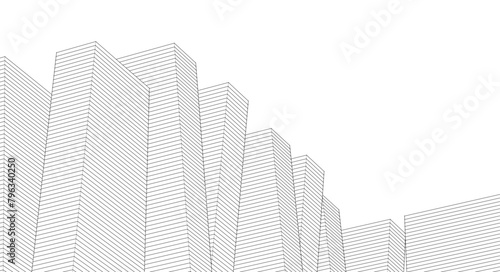 city ​​high-rise construction 3D illustration