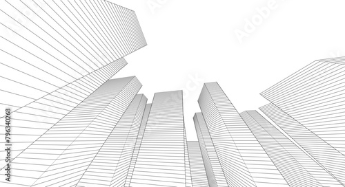 city ​​high-rise construction 3D illustration