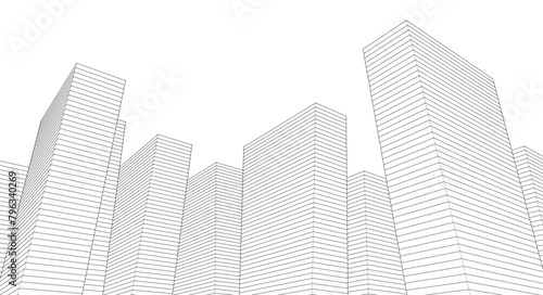 city ​​high-rise construction 3D illustration